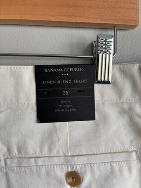 NWT Banana Republic Linen Blend Shorts Slim Fit 9” Inseam Off White Mens Sz 35